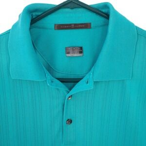 Nike Tiger Woods Polo Mens Medium Teal Ribbed NikeFit DRY Cotton Blend